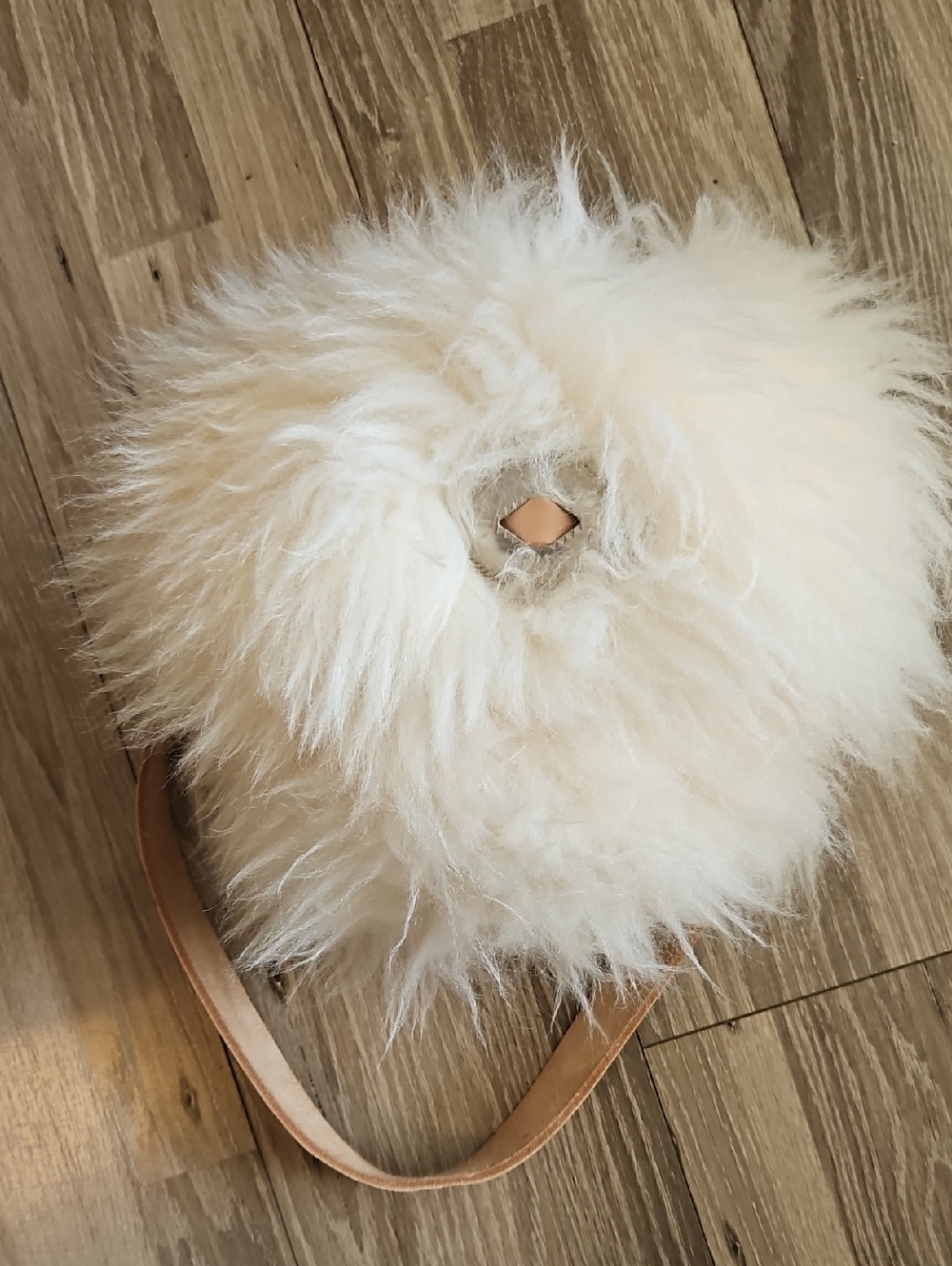 Ida + Moon Shearling Outlaw Bag In White